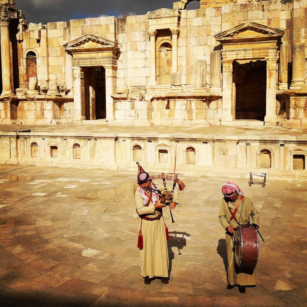 Bagpipe players in Jerash Jordan