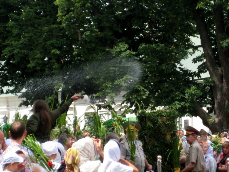 Priest throwing Holy Water Ukraine Orthodox