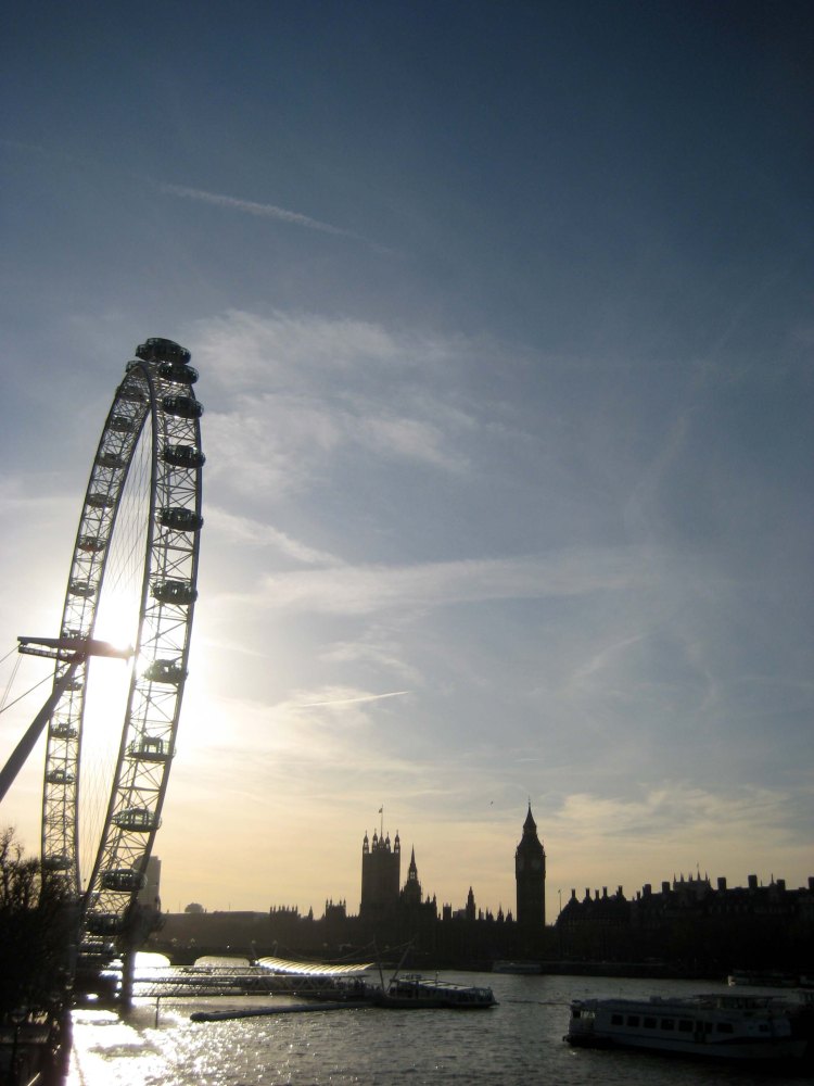 London Eye over the thames at sunset