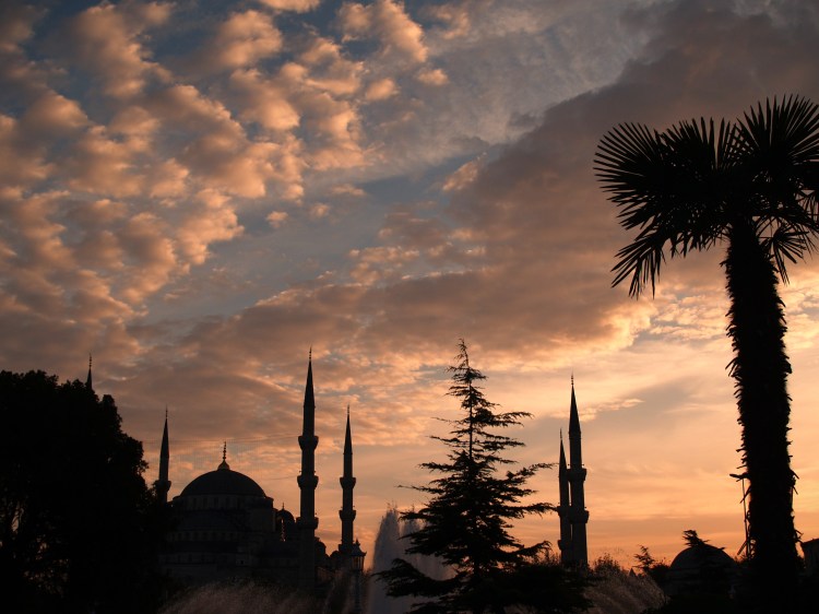 Blue Mosque Sunset Istanbul Turkey