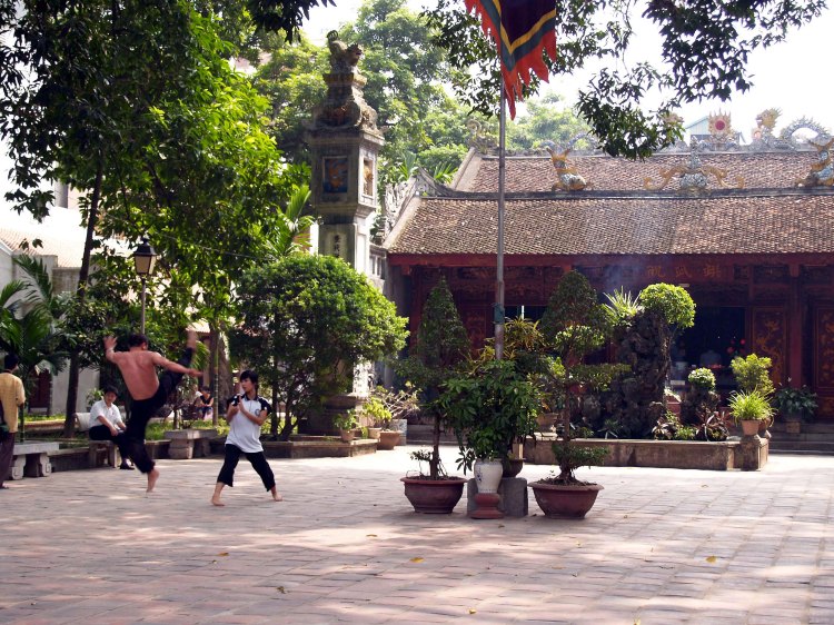 Young men practicing martial arts in Vietnam