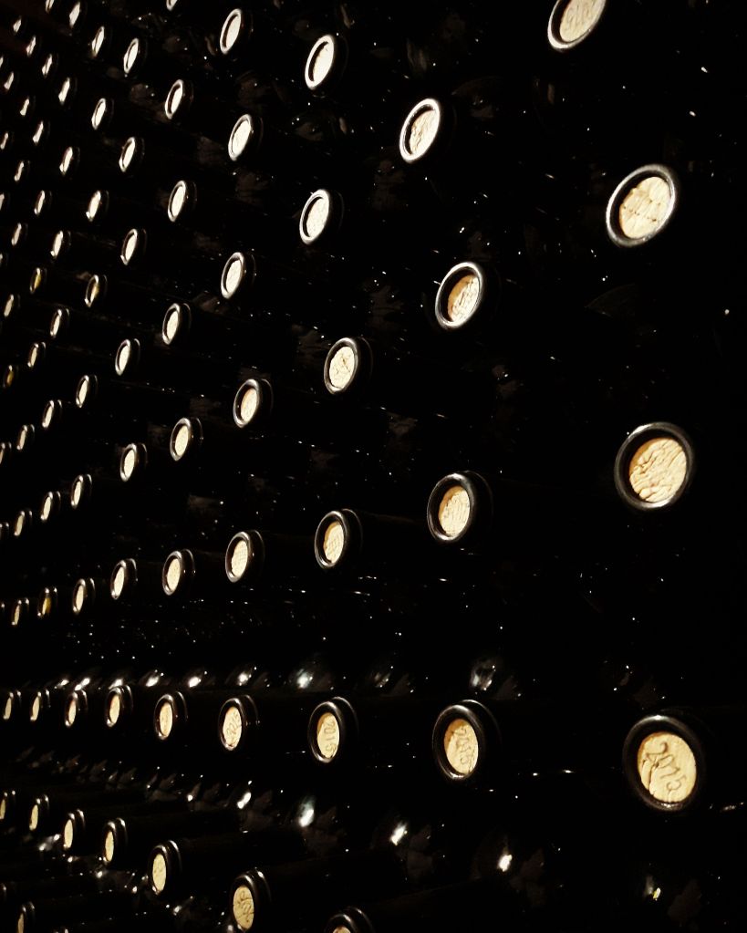Wine bottles at a Lebanese vineyard
