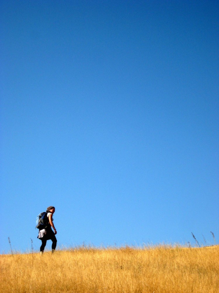 Woman hiking near Osh