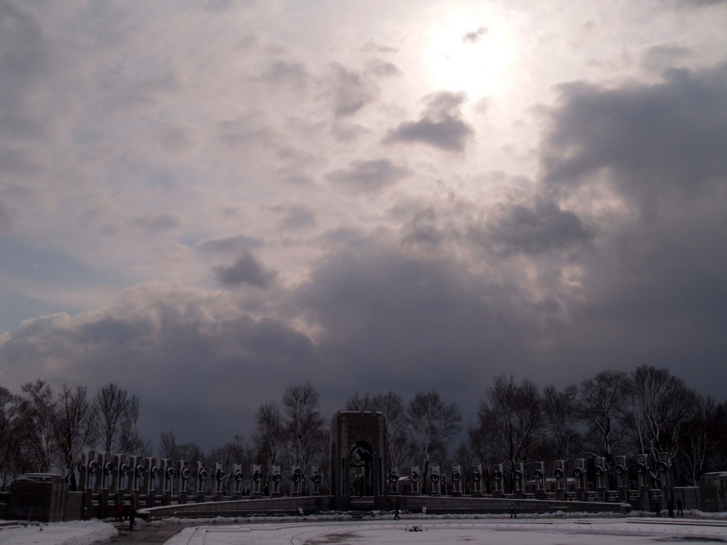 winter WWII memorial Washington DC